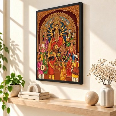 Beautiful Durga Meenakari Paintings By Kavyshilp Handmade With Fibre Box Frame Size 19 X...