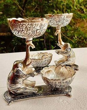 Elephant double bowl set