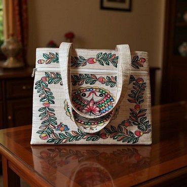 Hand Painted Jute Carry Bag