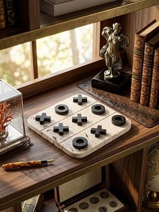 Tic Tac Toe Stone and Metal