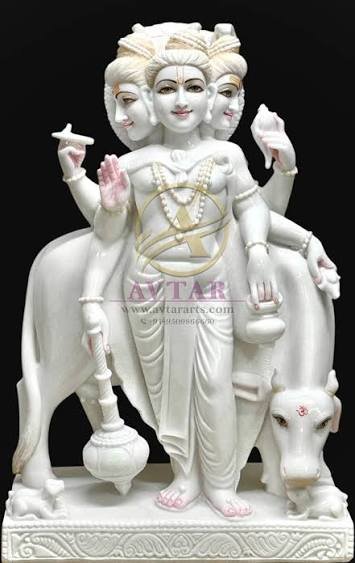 White Marble Dattatreya Statue