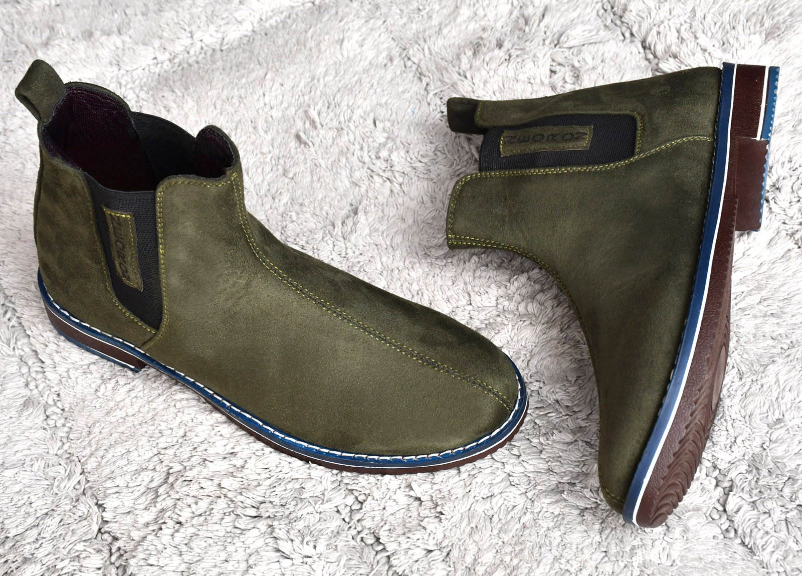 Mens Trendy Green Suede Chelsea Boot
