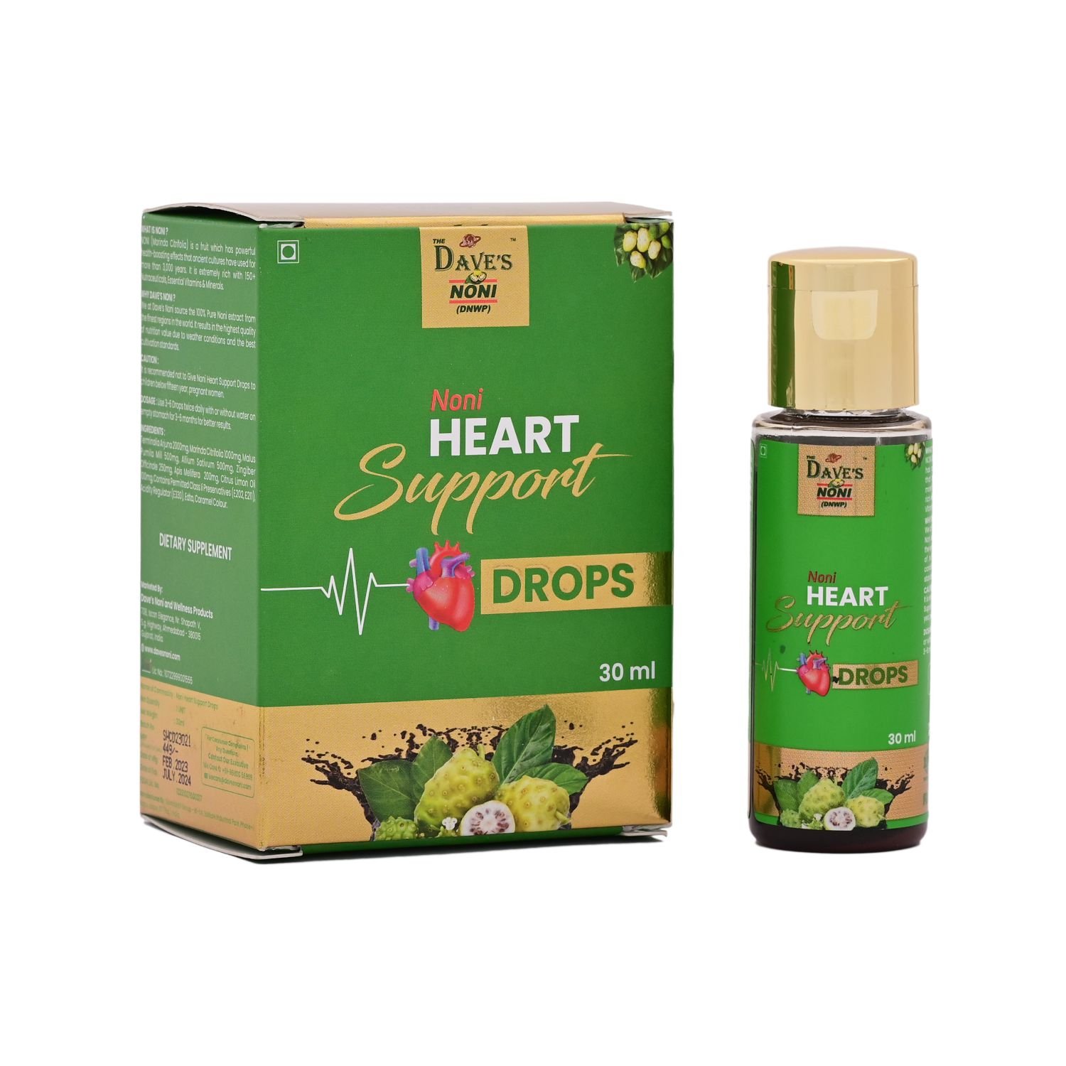 The Dave's Noni Heart Support Drops for Cardiac Wellness & Cholesterol Control, Noni Immunity Booster Drops-ML