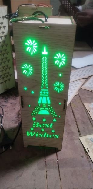 Woodem led lasar cut lamp