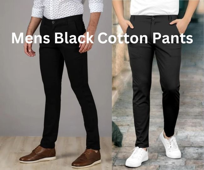 Mens Black Cotton Pants