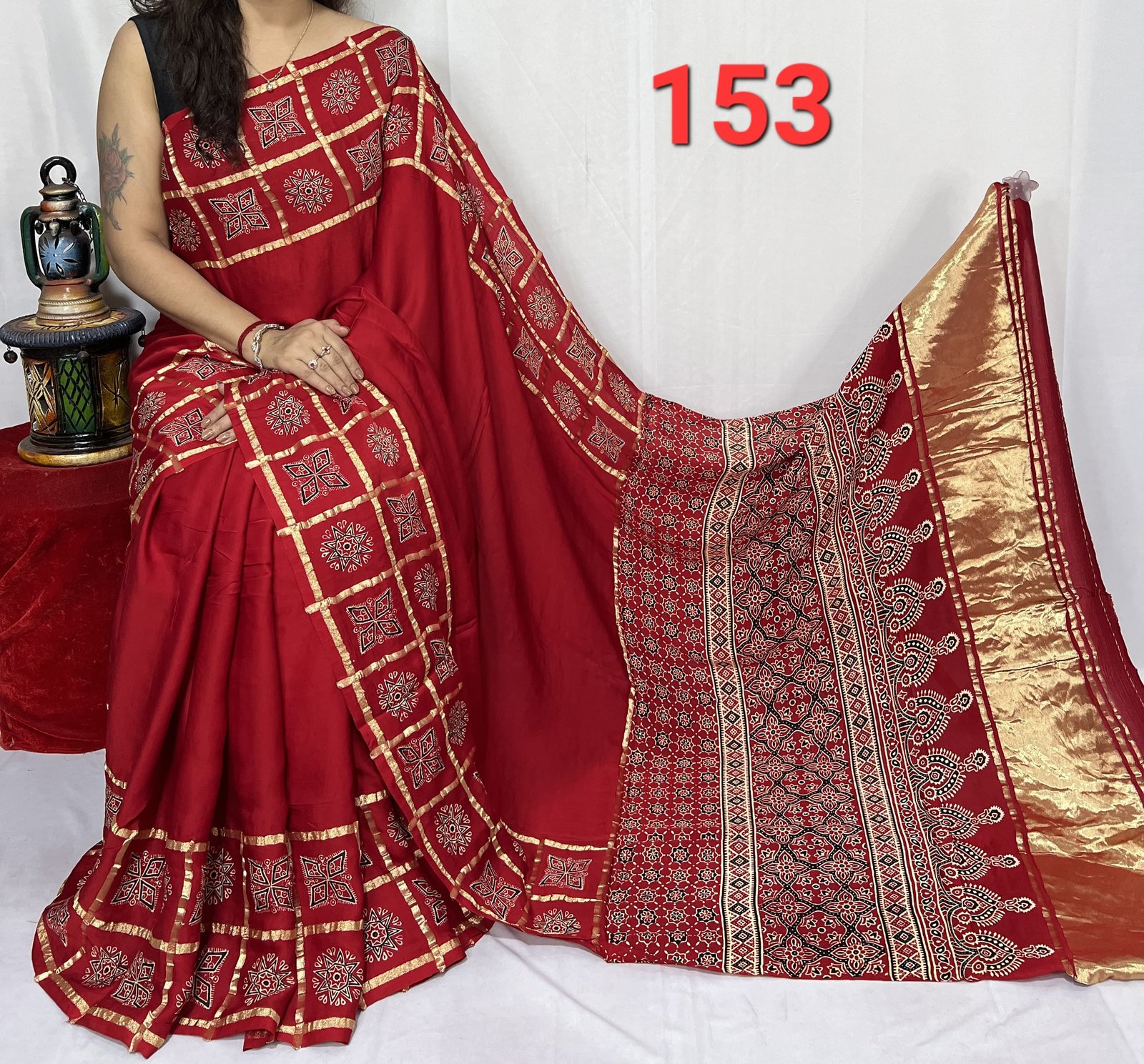 Pure modal silk lagdi patta saree