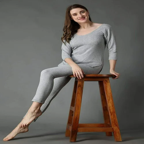 Light Grey Women Thermal Wear Set