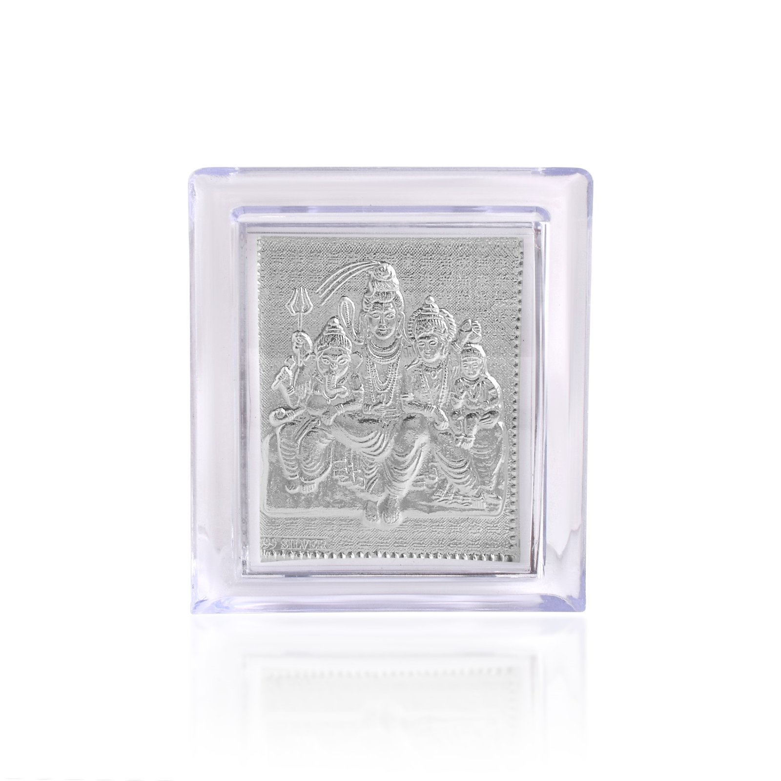 Silver plated Shiva Parvati with Ganesh and kartikeya Frame