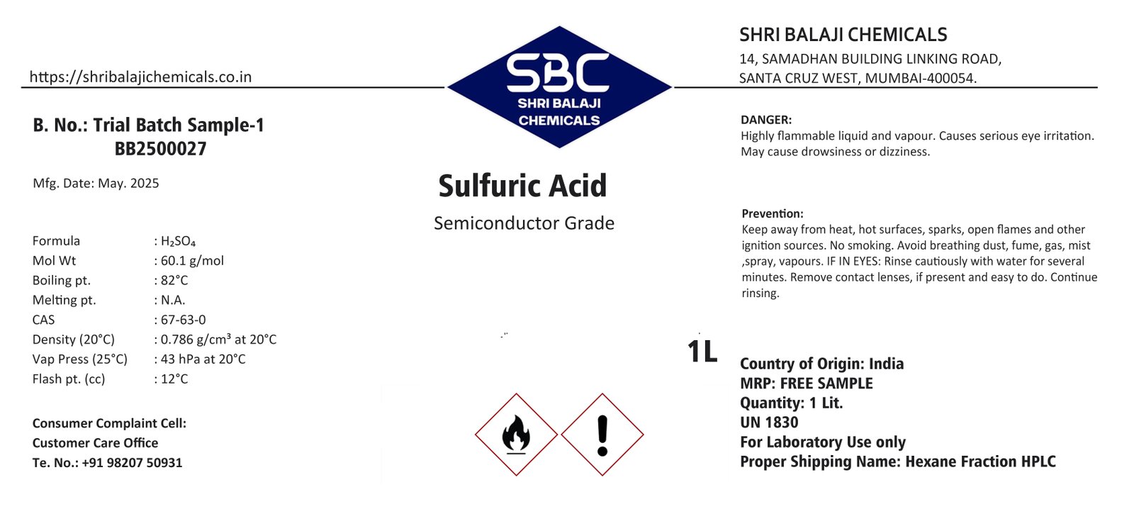 Sulfuric Acid Semiconductor Grade