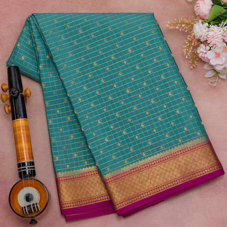 Light blue mysore crepe silk saree