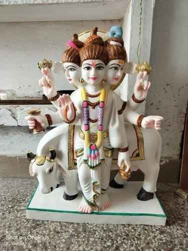 White Marble Dattatreya Statue