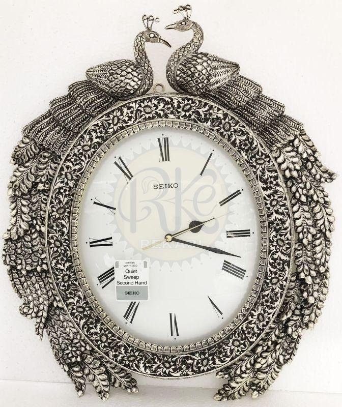 Twin Peacock Roman Dial Wall Clock