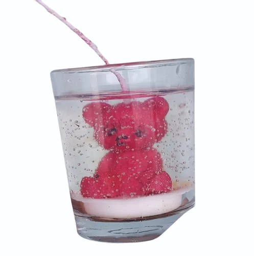 Round Shaped Pink Teddy Glass Candle