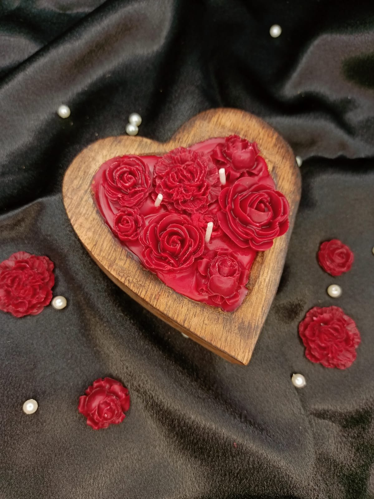 Heart Wooden Bowl Candle