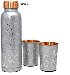 Copper Silver Meena Bottle Set 