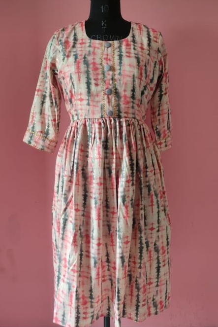 Ladies Rayon Red Casual Frock Kurti