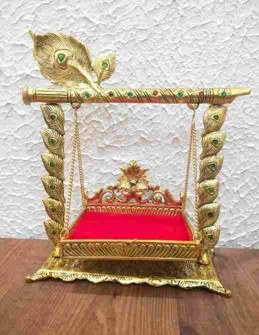 Metal jhula in new peacock theme available in 2 finish-Jhula Size 11x10.5 inches  Seat Size 5x4.5 inches